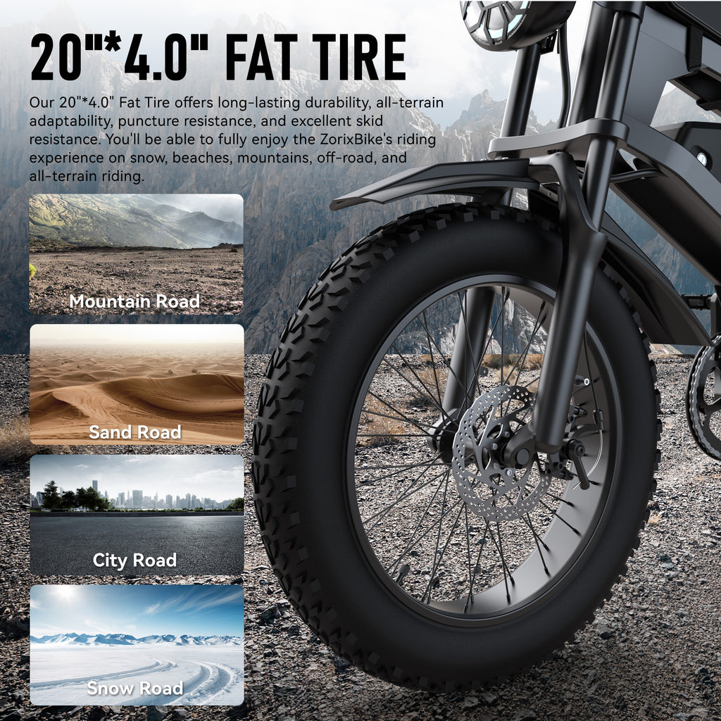 ZorixBike R8 Electric Bike for Adults, 1500W Brushless Motor Ebike, 20x 4 Fat Tire Electric Bicycle, 48V E Mountain Bike UL2849 Electric Bikes