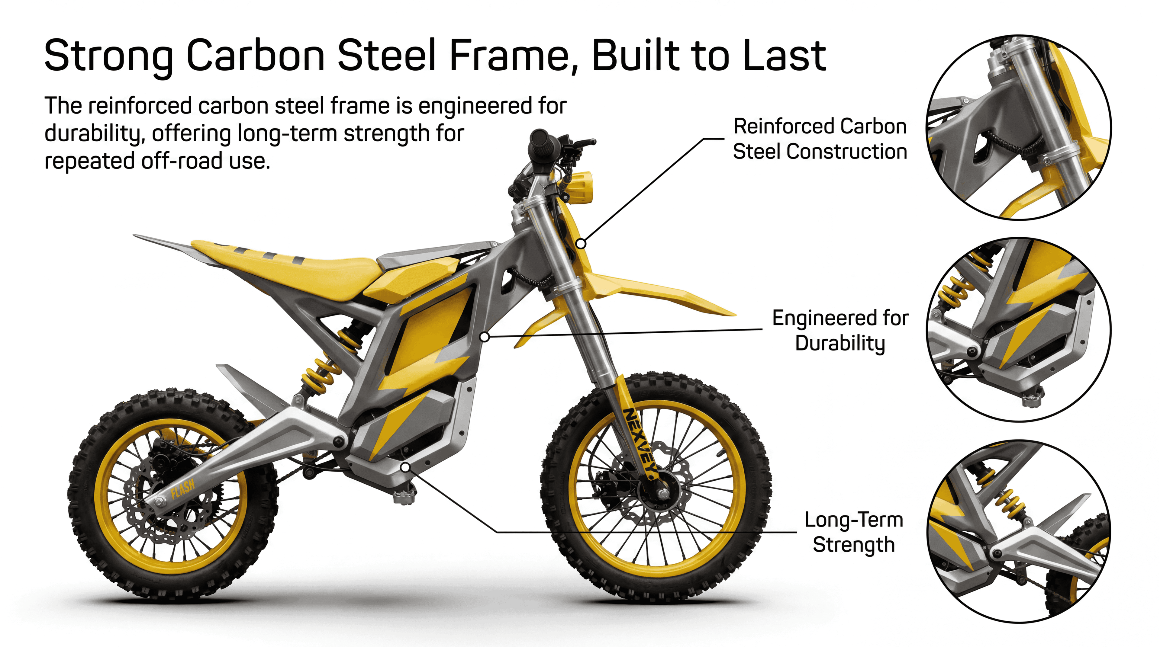 NEXVEY FLASH Electric Dirt Bike with Helmet(Size L), 4000W Peak Electric Motorcycle for Teens & Adults 13+, 48V 22.5Ah Battery, 35MPH Max Speed, Dual Suspension, Off Road Ebike Gift Set Electric Bikes