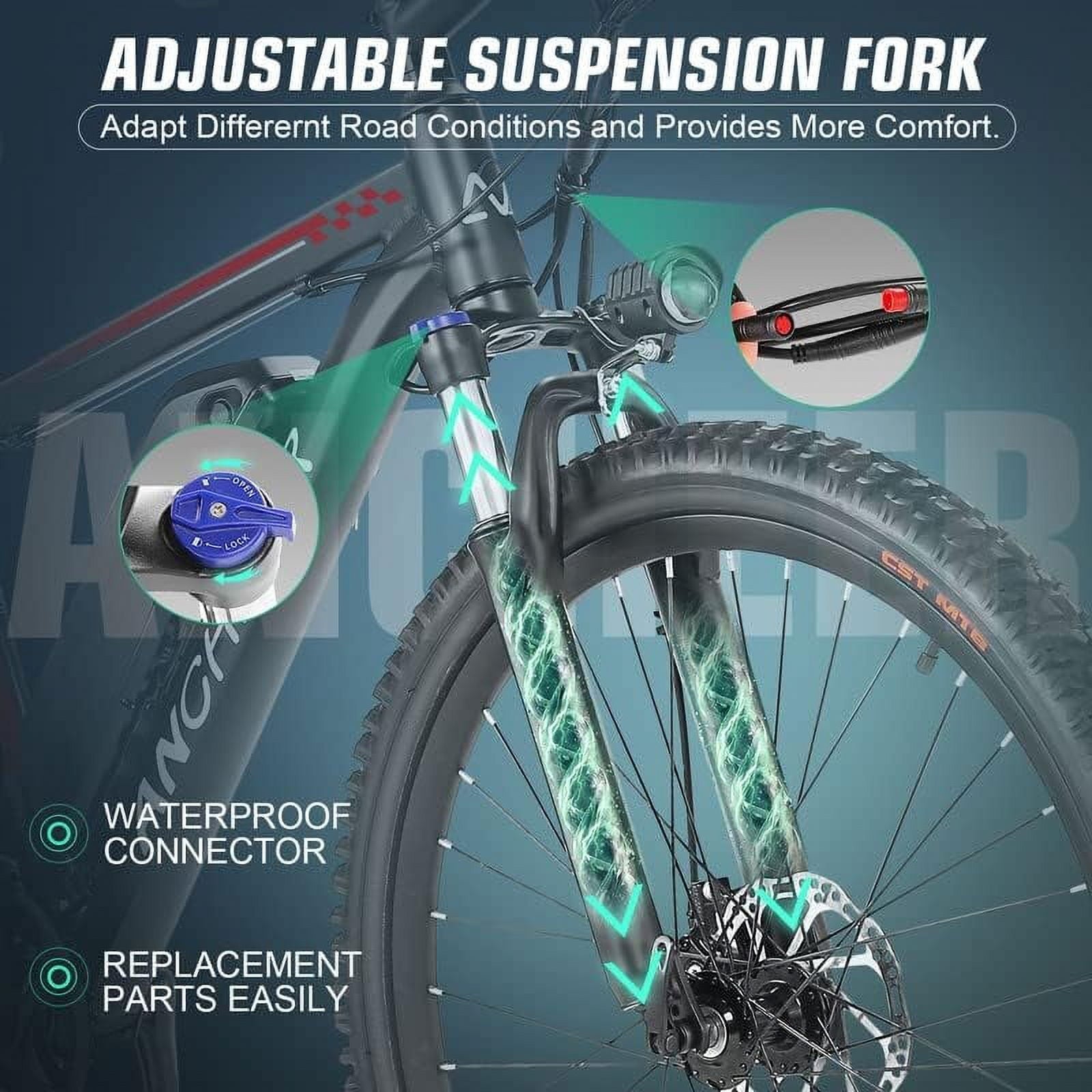 ANCHEER Gladiator 500W 26 Electric Bike for Adults, Electric Mountain Bike with 2.1 Inch eMTB Tire, 48V 10.4Ah Battery, 3H Fast Charge, Shimano 21 Speed, Adults Electric Bicycle UL2849 Electric Bikes
