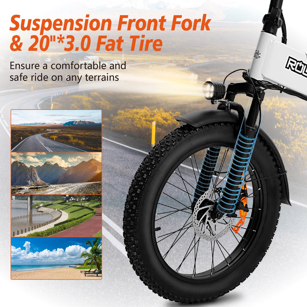 SYX MOTO 20 Fat Tire Electric Bike for Adults, 48V 350W Foldable Ebike with LCD, Max Speed 20MPH, 7 Speed 5 Riding Models, UL2849, Black Electric Bikes