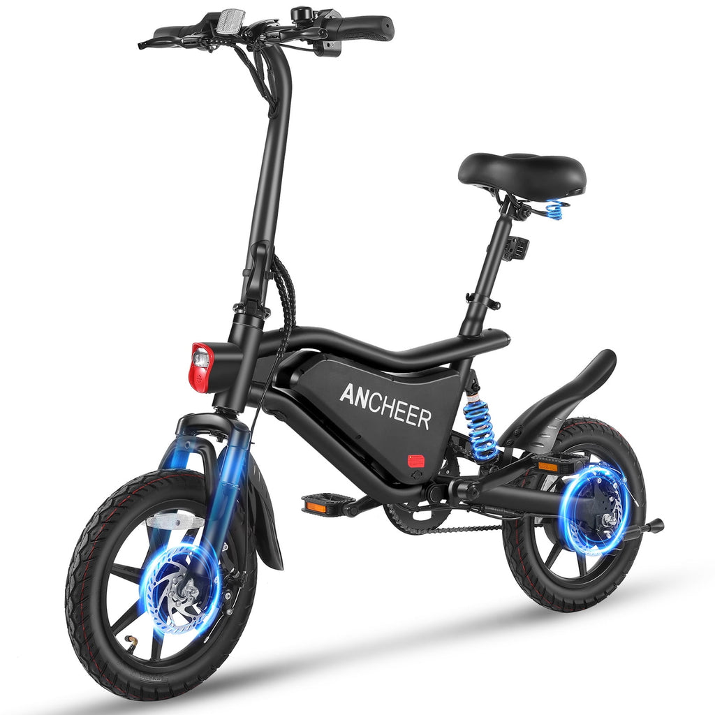 ANCHEER Peak 500W Electric Bike for Adults, Foldable Electric Bikes with 48V 374Wh Battery, 14 Electric Bicycle for Men Women, LCD Digital Display, Cruise Control Ebikes, Dual Suspension Fork UL2849 Electric Bikes