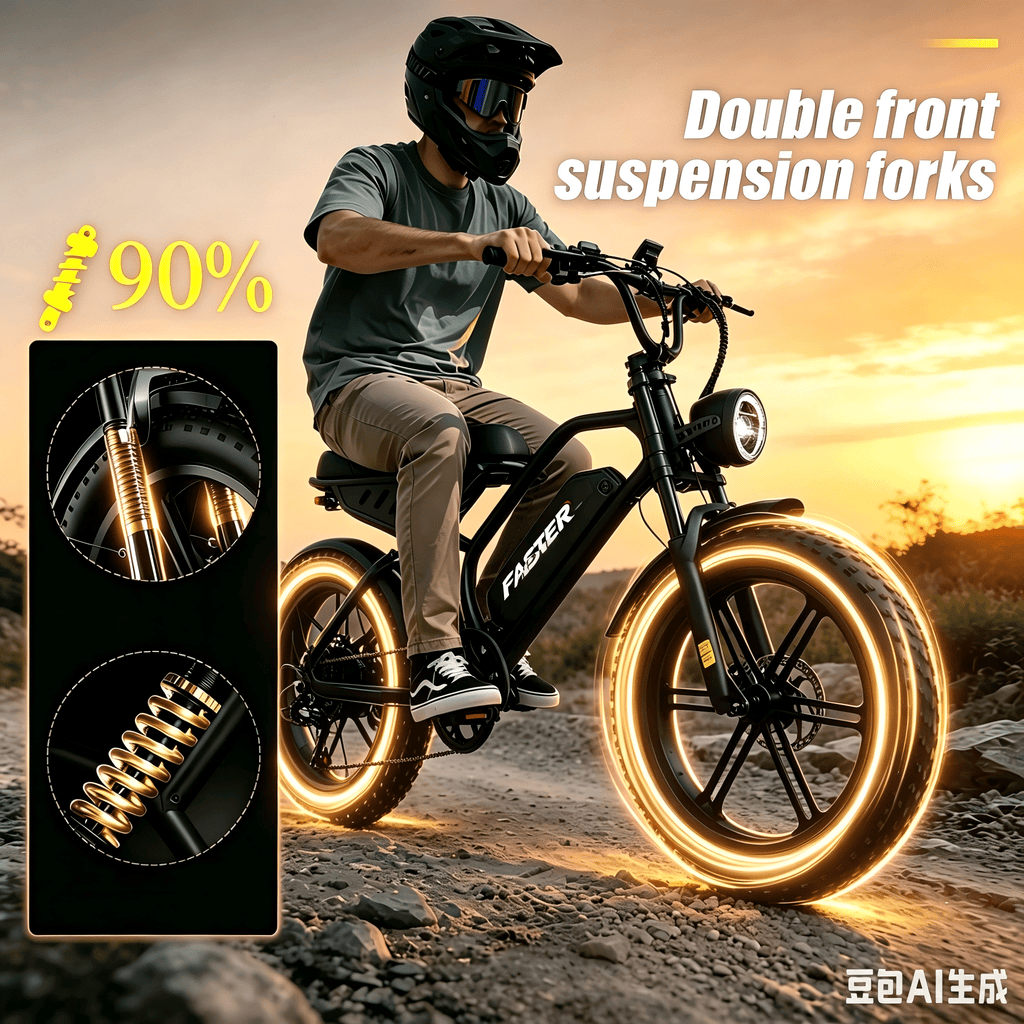 1500W Electric Bike for Adults, 48V 15.6AH Removable Battery, 28MPH Max Speed, Full Suspension & 20X4 Fat Tire E-bike, UL2849 Certified Mountain Bike with Long Seat Electric Bikes