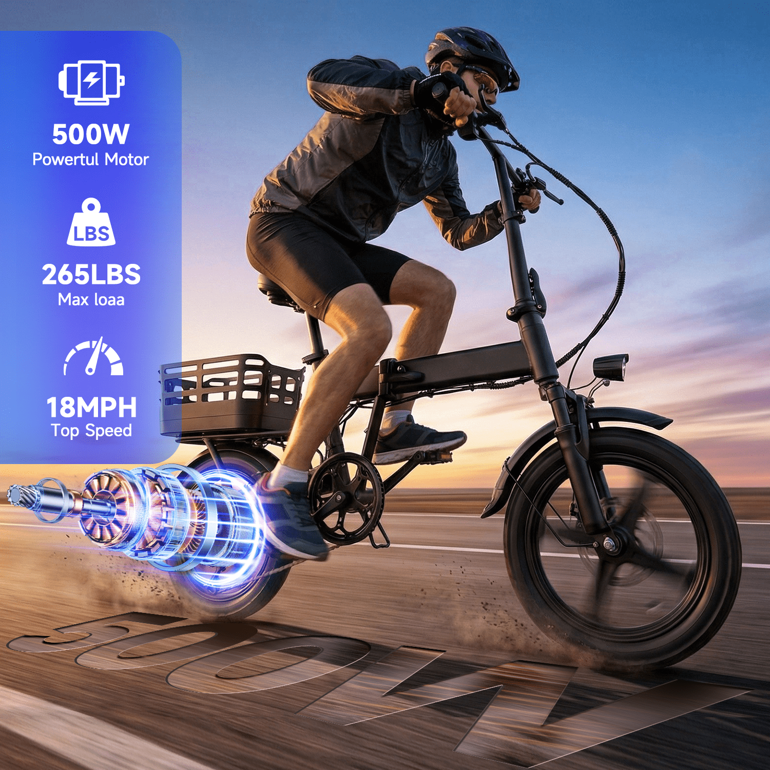 BroPath Electric Bike for Adults, Ebike, Electric Bicycle with 576WH Battery,14 Folding Ebike, 21MPH,20+ Miles(MAX),350W Motor,Multi-Shock Absorption,Commuting Mini E Bikes with Baskets,UL2849 Electric Bikes