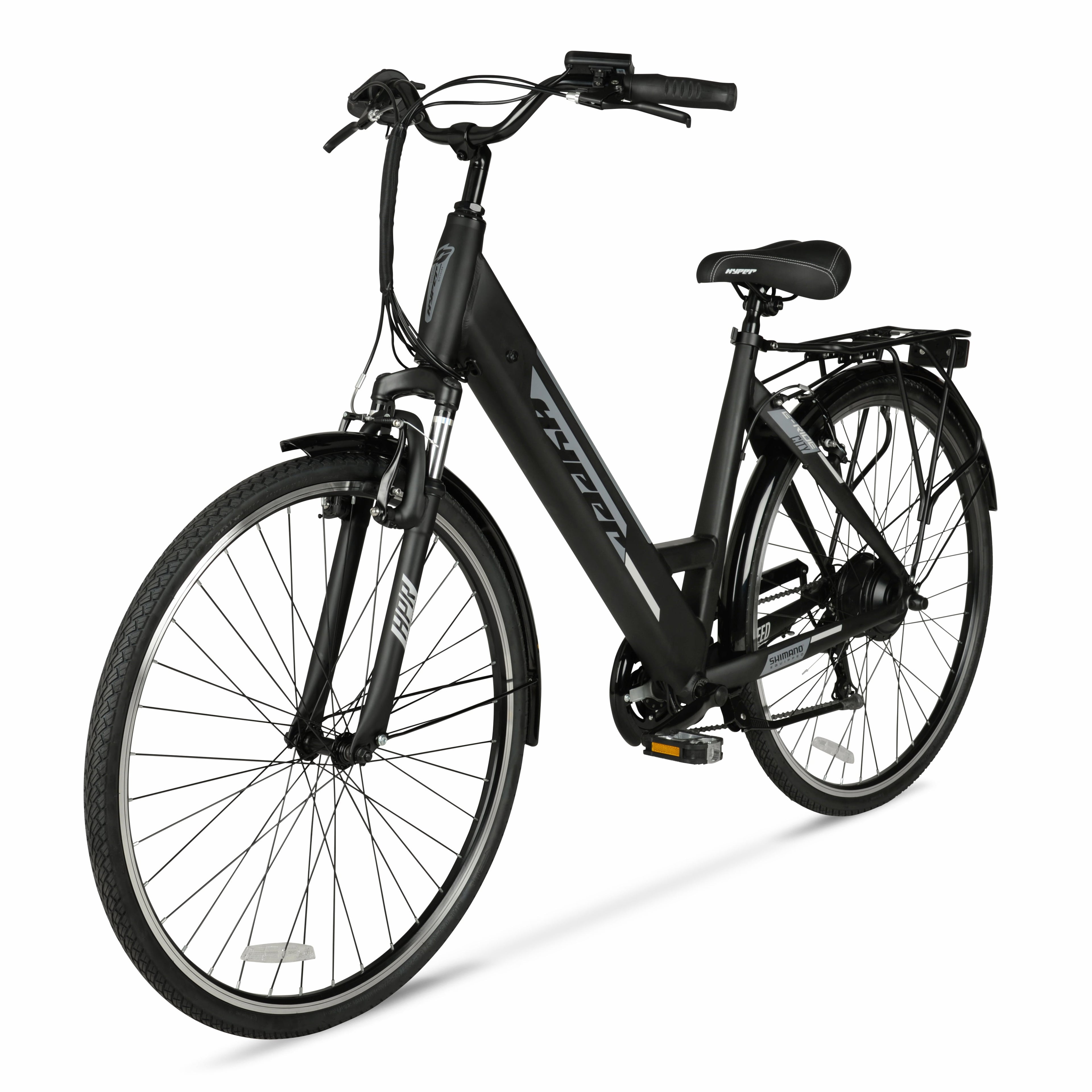 Hyper Bicycles 36V Class 2 700C Electric Commuter E-Bike, Adult Ages 13+, Pedal-Assist, 250W Motor, Black Electric Bikes