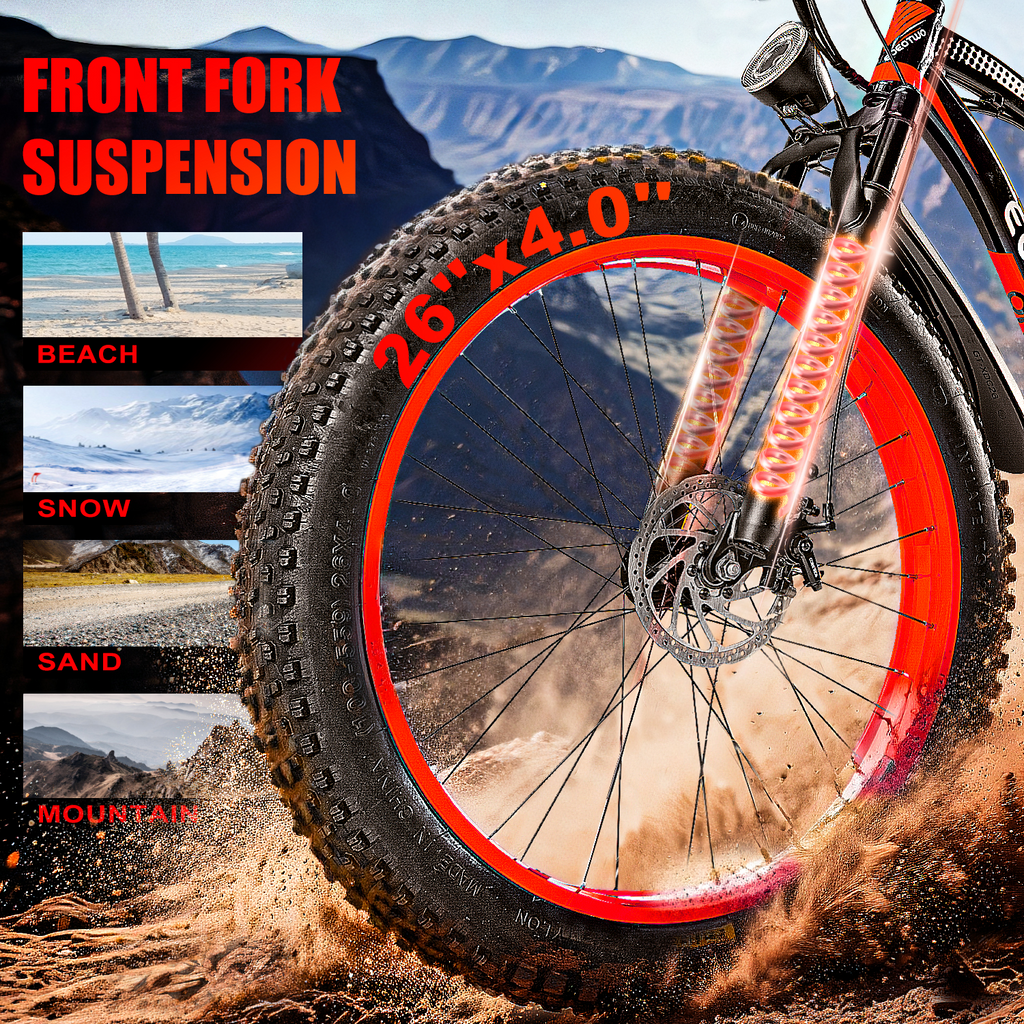 EOEOTWO 26'' Fat Tire Electric Mountain Bike for Adults, 1500W 48V 15Ah Battery, 60Miles Long Range, 34MPH High-Speed  Cruiser Ebike, All-Terrain Bicycle with Front Suspension & LED Display UL2849 Electric Bikes