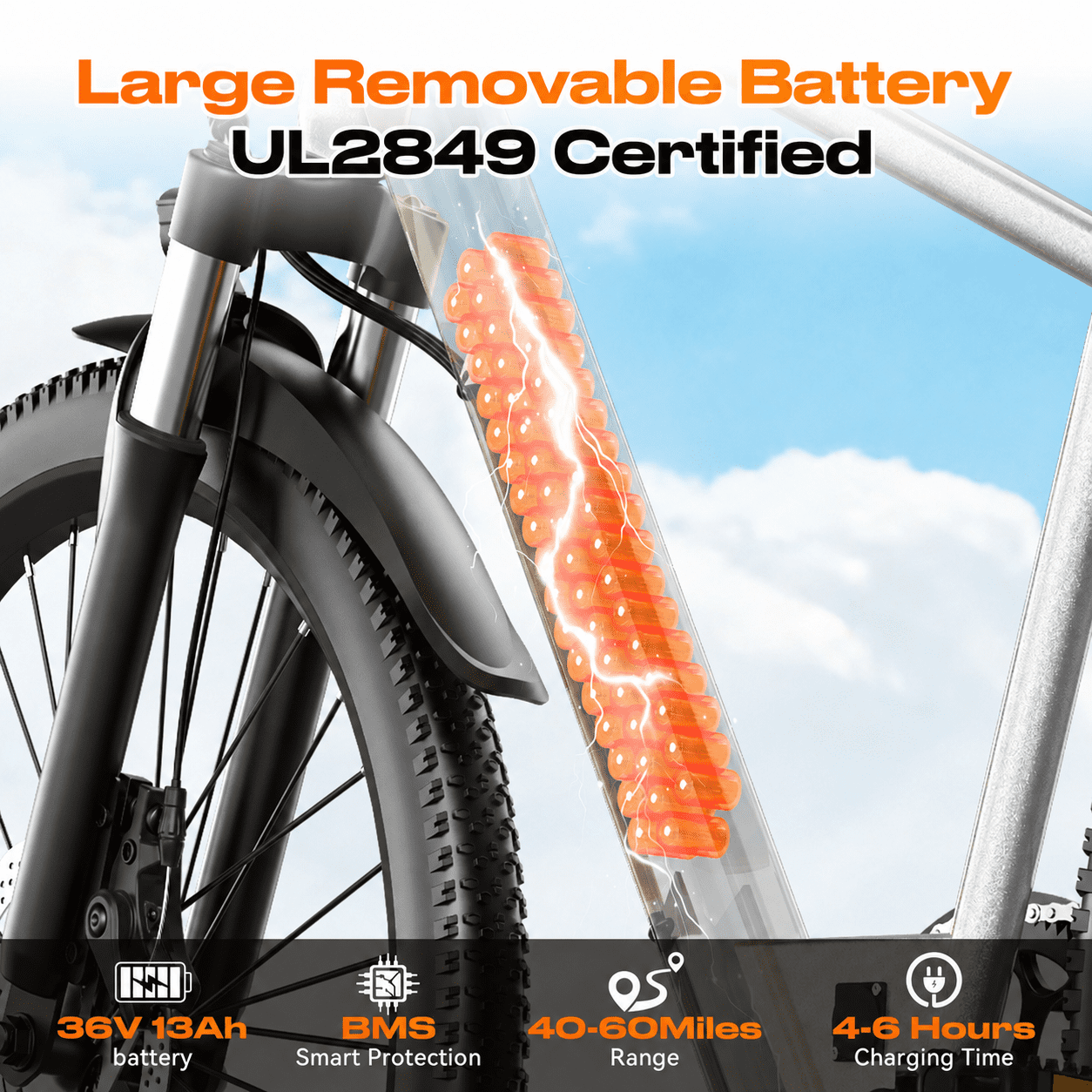 X-koala 26 Electric Bike for Adults & Teens, 1200W Peak Motor, 25 MPH, 48V Internal Battery, UL 2849 Certified IPX7 Waterproof Ebike, 7-Speed Electric Mountain Bike with Saddle Suspension Electric Bikes