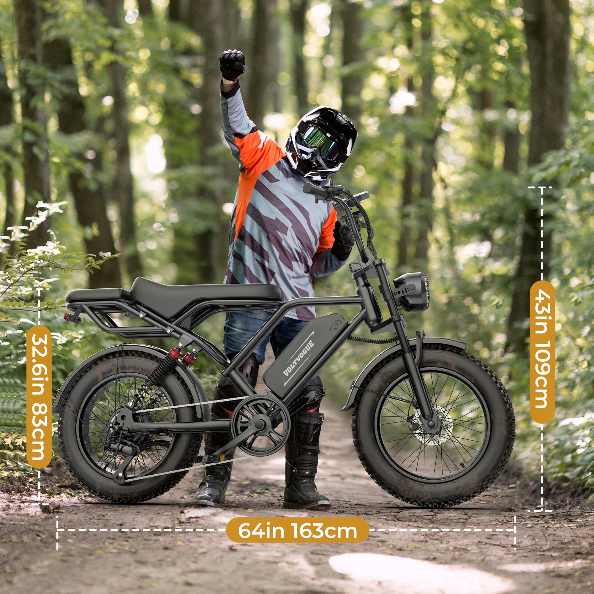 VOLTVOGUE BK-20 Adult Electric Bike, 1500W Brushless Motor, 20 Fat Tire 48V 960Wh Ebike, 31MPH Top Speed Dual Suspension Electric Bikes