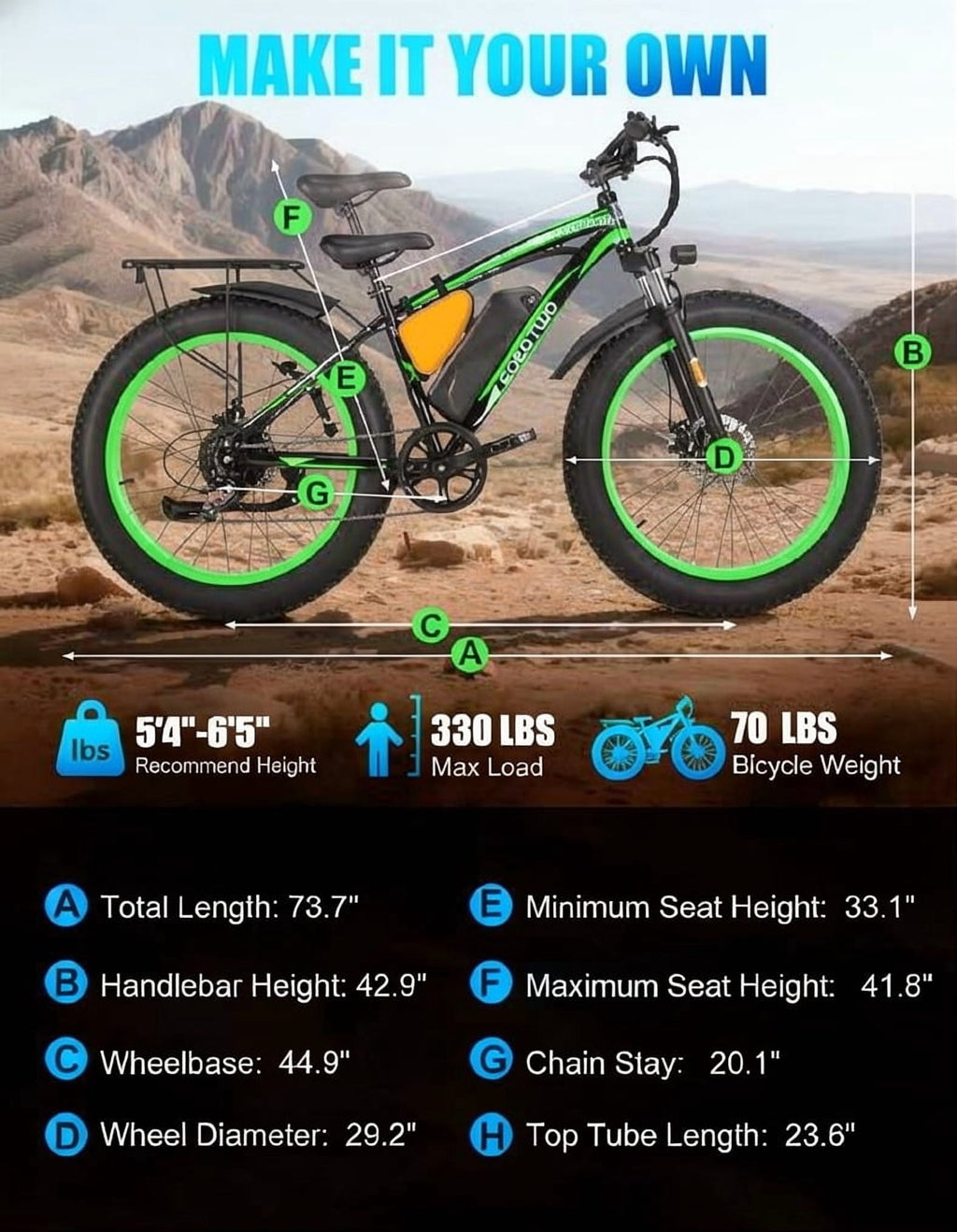 EOEOTWO 26 Fat Tire Electric Bike for Adults, 1500W Peak Motor, 48V 20Ah Battery Mountain Bike, 30 MPH Top Speed, Front Suspension & Dual Disc Brakes, 330 lbs Max Load All-Terrain E-Bike UL 2849 Electric Bikes