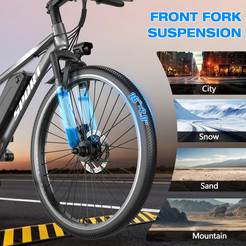 GWEIT 26Electric Bike for Adults, 1500W Peak Mountain E-Bike with 25MPH 45Miles Range Electirc Mountain Bike, 48V 10.4Ah Removable Battery, UL2849 Certified Electric Bikes