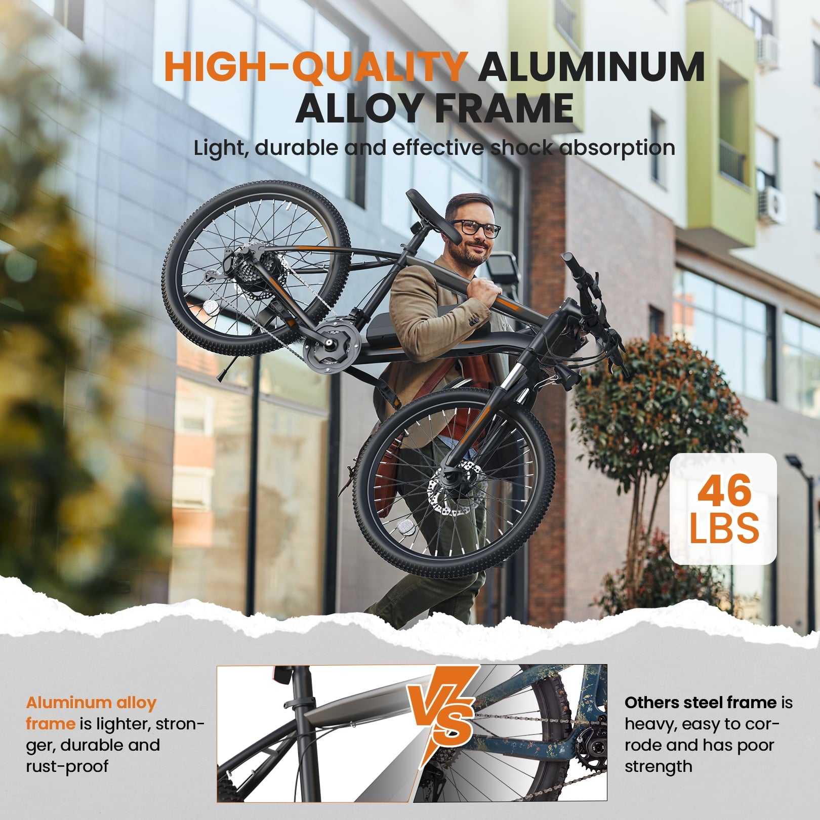 TotGuard Electric Bike for Adults, 26 Ebike 350W Adult Electric Bicycles, Electric Mountain Bike with 36V 10.4Ah Battery, Suspension Fork, Shimano 21 Speed Gears Electric Bikes