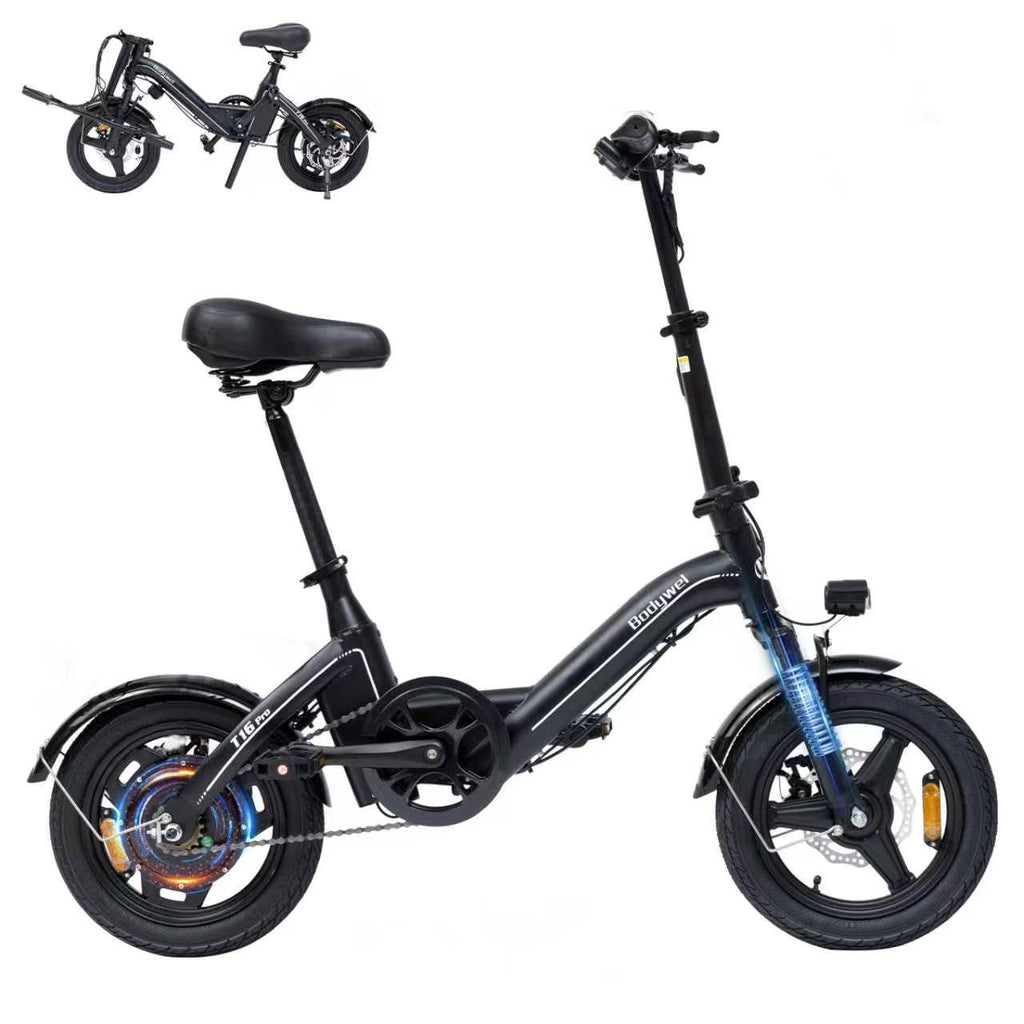Bodywel Electric Bike for Adults, Electric Bicycle with 36V 10Ah Battery, 14 Folding Ebike, Peak 500W Motor, Mini E Bikes for Urban Commuter, UL2849 Electric Bikes