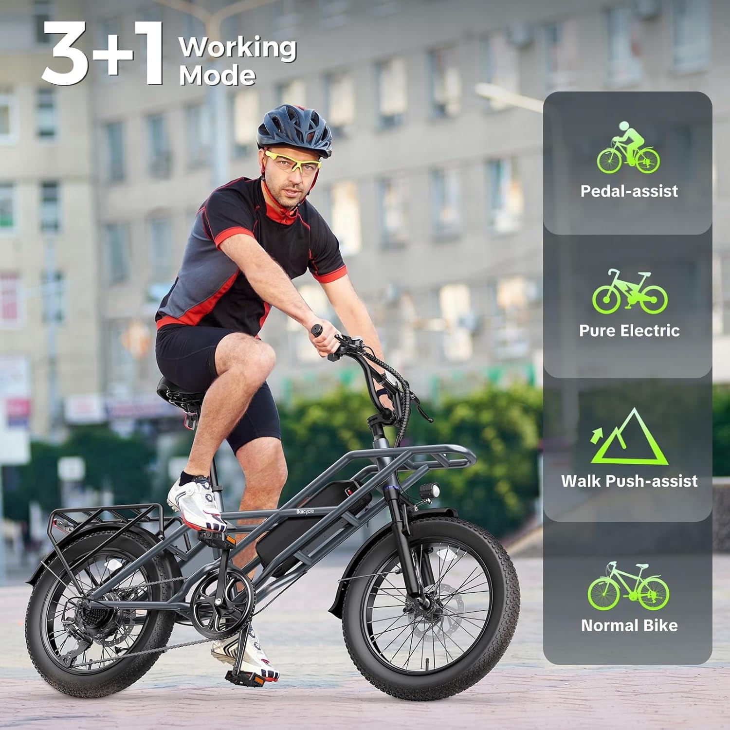 GSPEED A03 1200W Peak Electric Bike, 20 Fat Tire All-Terrain for Adults, 70 Mile Range, 48V 13Ah Battery, 28 MPH, Front Suspension, UL2849 Certified Electric Bikes