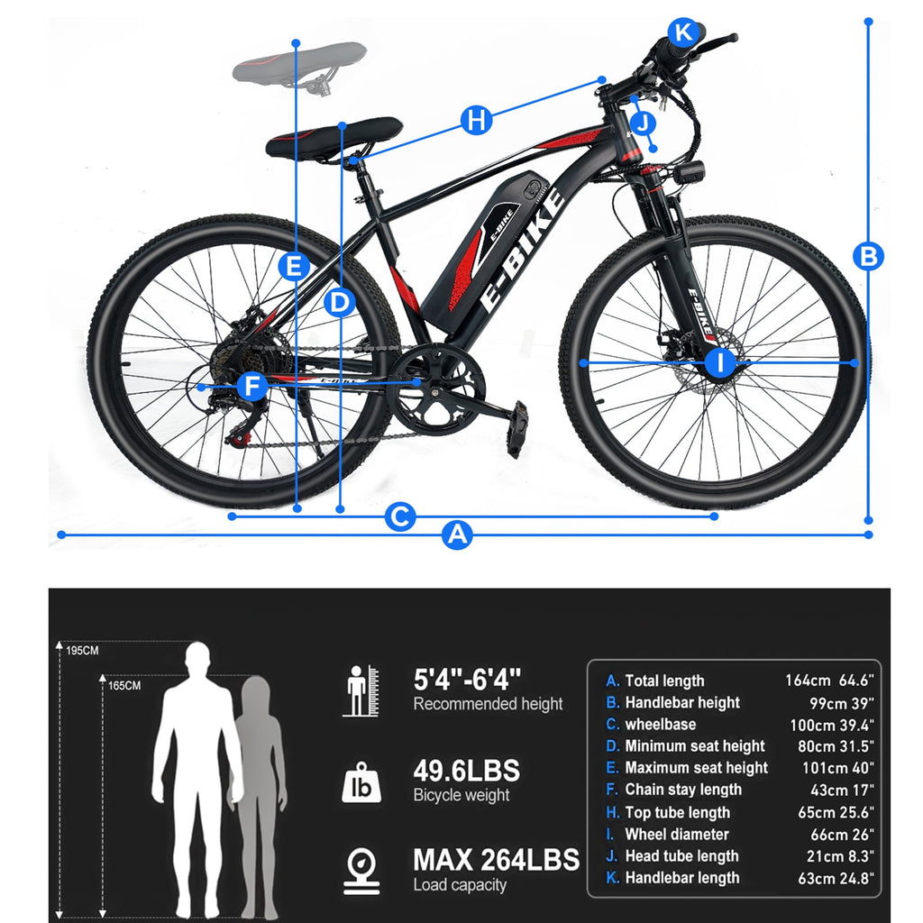 Electric Bike for Adults, Peak 750W Motor 20MPH 35Miles Lightweight Ebike for Teens, 26in E Mountain Bike with 432Wh Removable Battery, 7-Speed Full Suspension UL2849 Electric Bikes