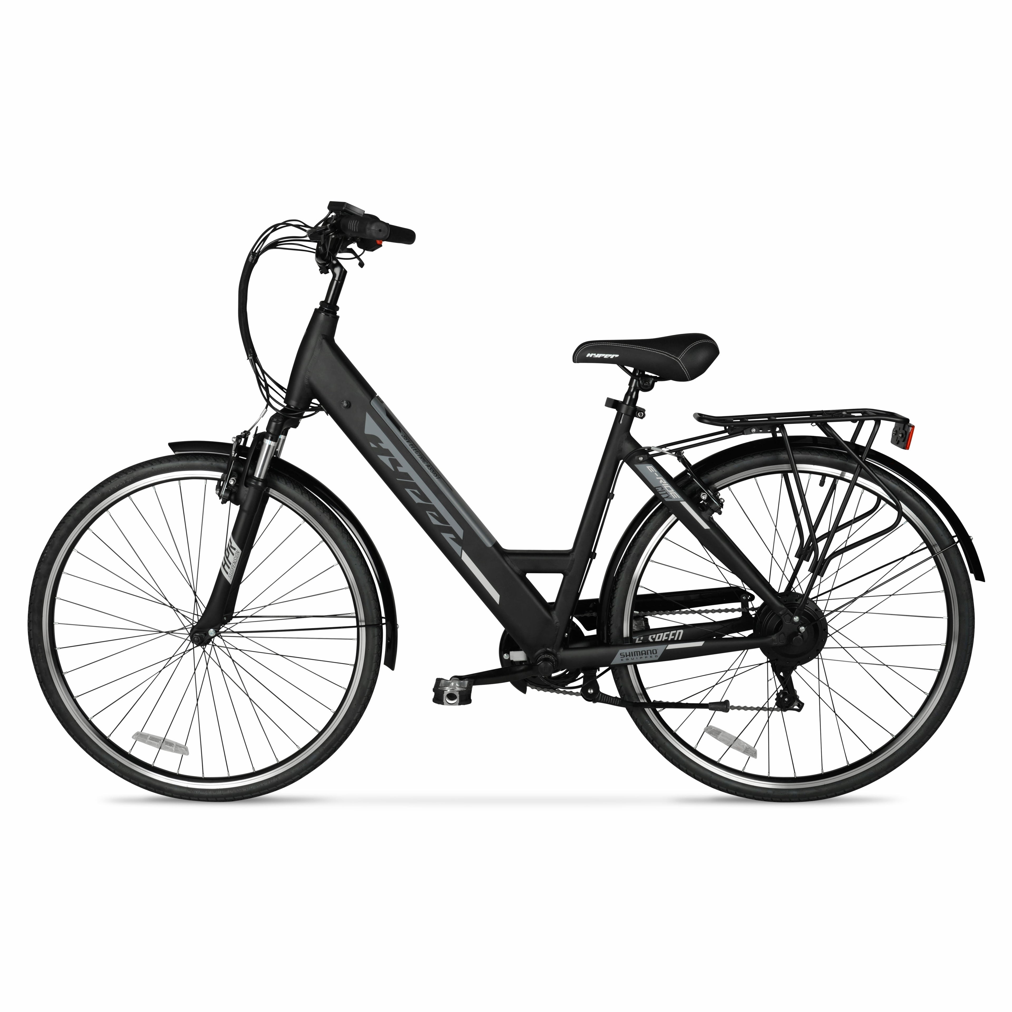 Hyper Bicycles 36V Class 2 700C Electric Commuter E-Bike, Adult Ages 13+, Pedal-Assist, 250W Motor, Black Electric Bikes