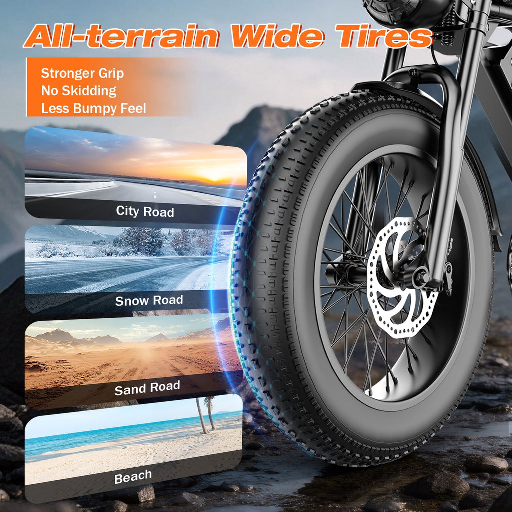 ASKGO 48V 20Ah Electric Bike for Adults, 2200W Peak 750W Fat Tire Off-Road Ebike, 30MPH & 75 Miles, Cargo Ebike,NFC Unlock Electric Dirt Bike,UL2849 Electric Bikes