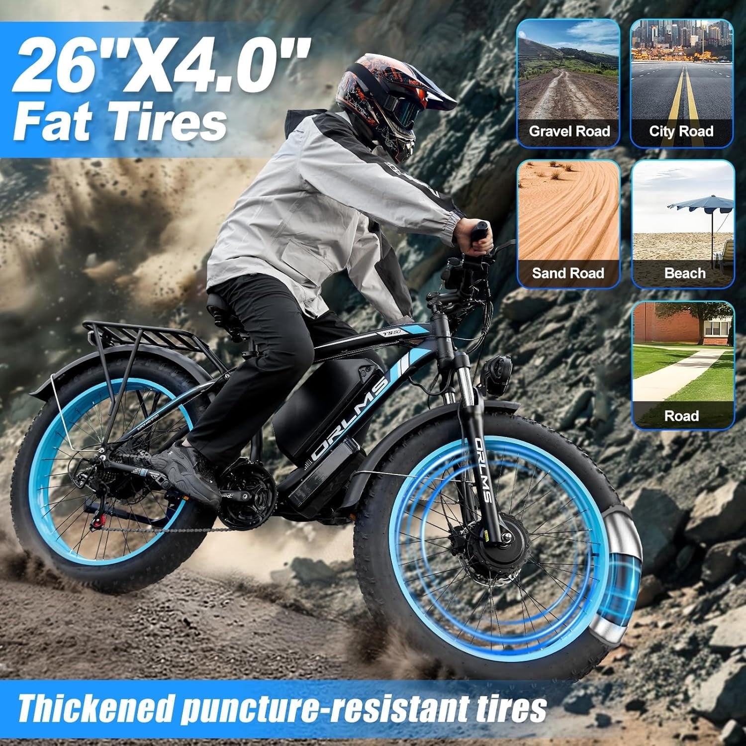 6000W Electric Bike, 60V 25AH Battery Ebike for Adults, Dual Motor AWD Ebike 50MPH 21-Speed ,Long Range Mountain EBike with 26 x 4.0 Fat Tire, All-Road Mountain Bike UL2849 Electric Bikes
