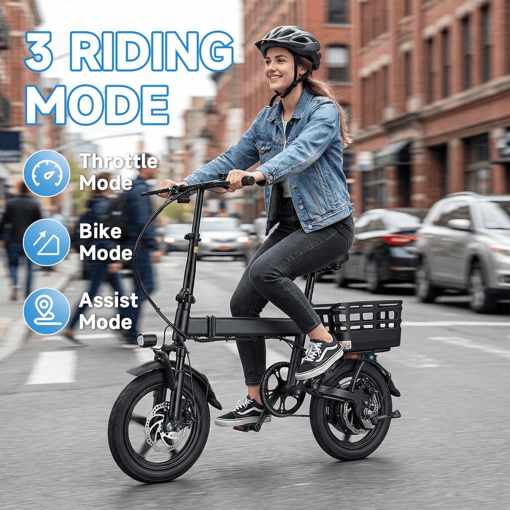 BroPath Electric Bike for Adults, Ebike, Electric Bicycle with 36V 10AH Battery,14 Folding Ebike, 21MPH,20+ Miles,350W High Motor,Multi-Shock Absorption,Commuting Mini E Bikes for Teens,UL2849 Electric Bikes