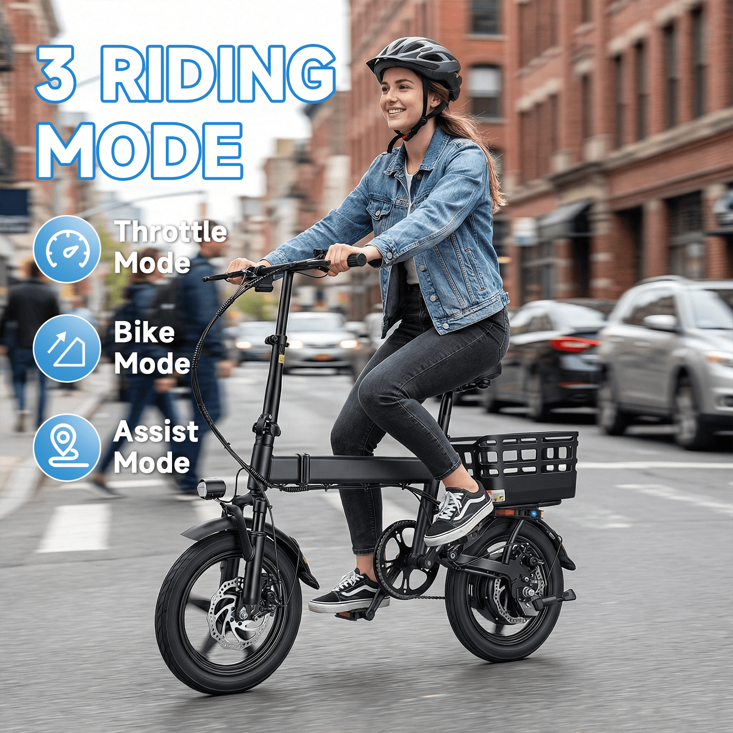 BroPath Electric Bike for Adults, Ebike, Electric Bicycle with 36V 10AH Battery,14 Folding Ebike, 21MPH,20+ Miles,350W High Motor,Multi-Shock Absorption,Commuting Mini E Bikes for Teens,UL2849 Electric Bikes