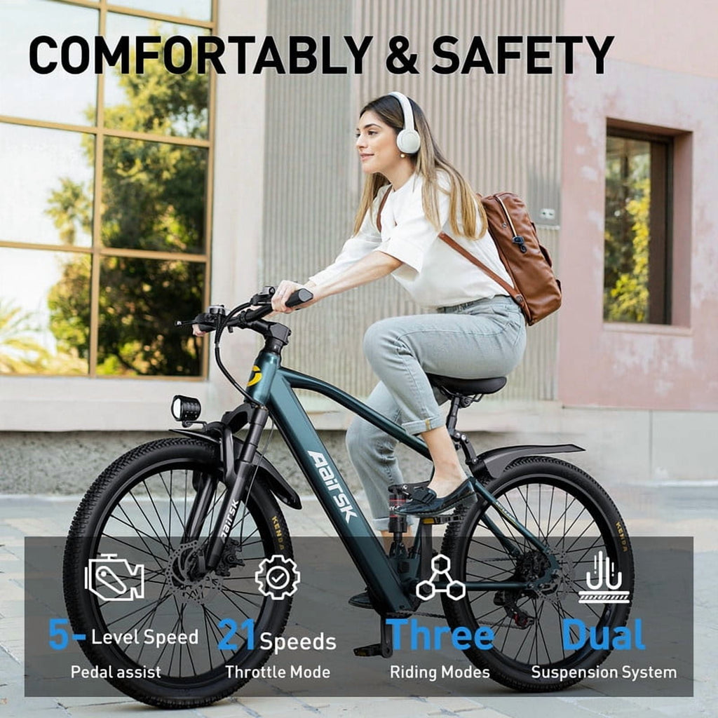 GT900 Electric Bike 748W Peak 36V 13Ah 24 Kenda Tires 21-Speed Shimano with NFC Electric Bikes