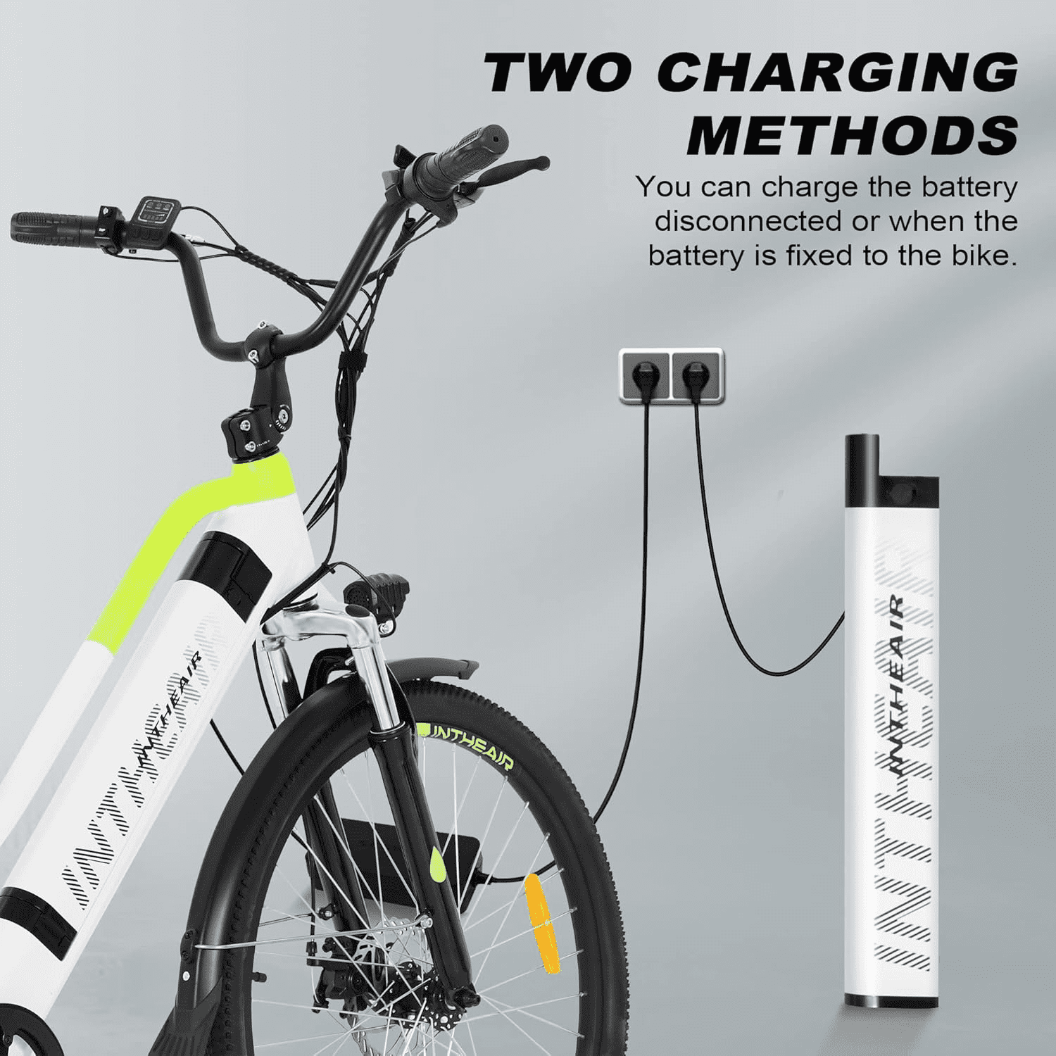 INTHEAIR Adult Electric Commuting Bicycles 500W Ebike, 26 E-bike, 36V 10Ah Removable Battery ELectric Bike for Adults UL2849，White Electric Bikes