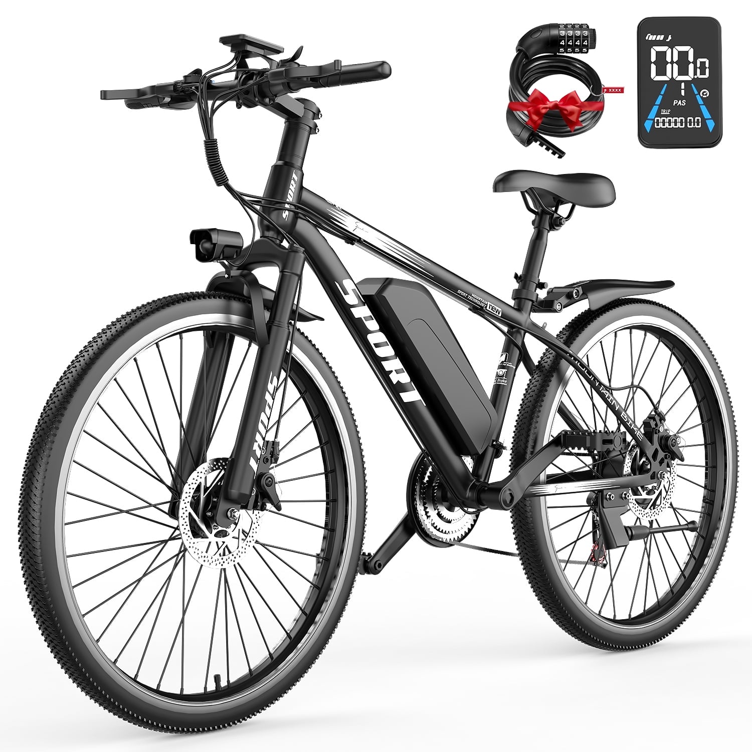 1200W Adult Electric Mountain Bike, 48V 10A Removable Battery-65 Miles, 26 Professional Shock Absorbing Tires,30MPH Off-Road Motorcycle,7 Speed Ebike,UL2849 Electric Bikes