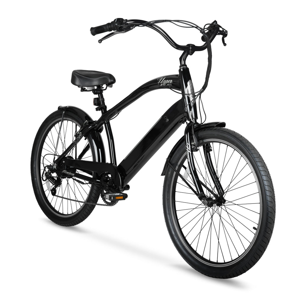 Hyper Bicycles 26 36V Men's Electric Cruiser E-Bike with Pedal-Assist, 250W Motor, Black Electric Bikes
