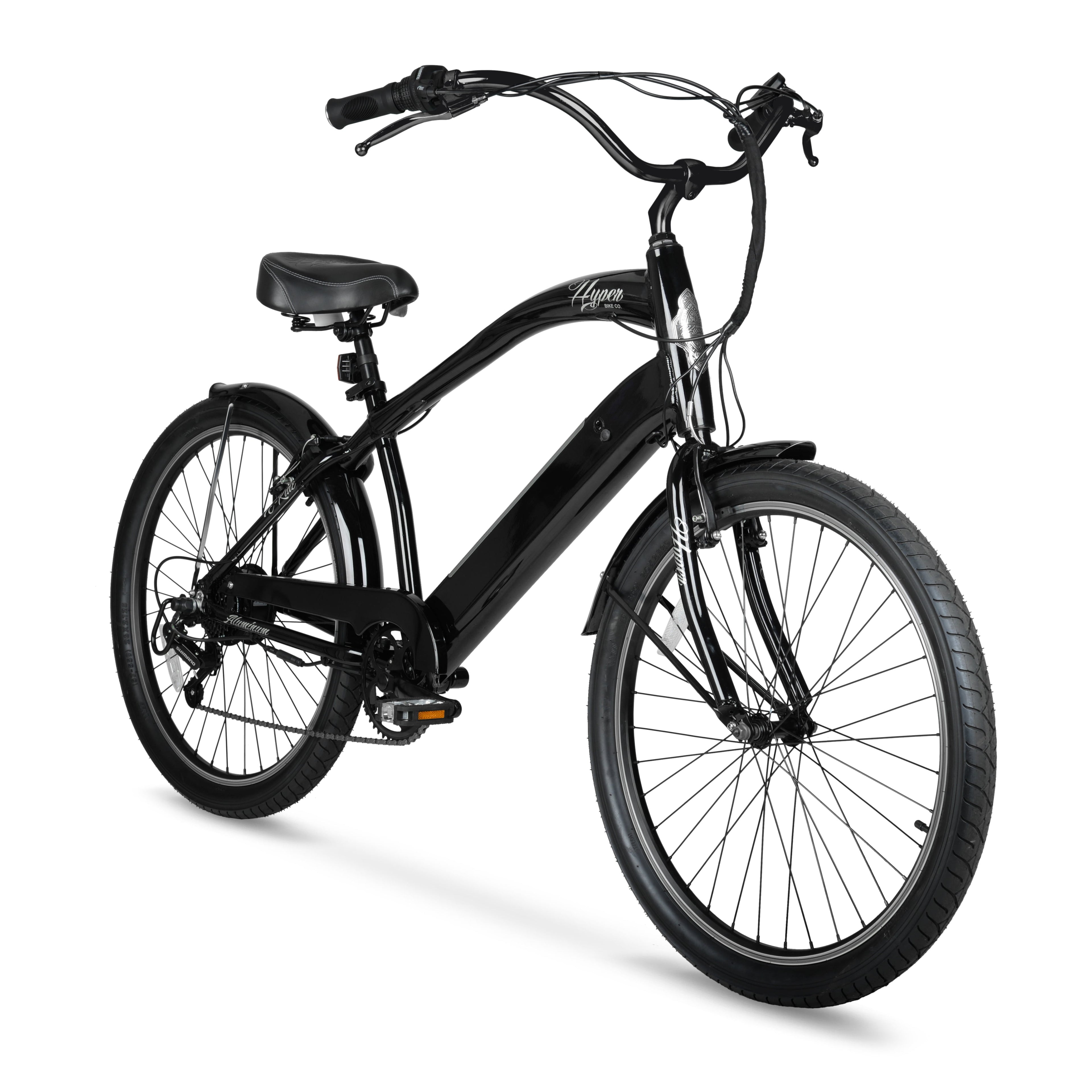 Hyper Bicycles 26 36V Men's Electric Cruiser E-Bike with Pedal-Assist, 250W Motor, Black Electric Bikes