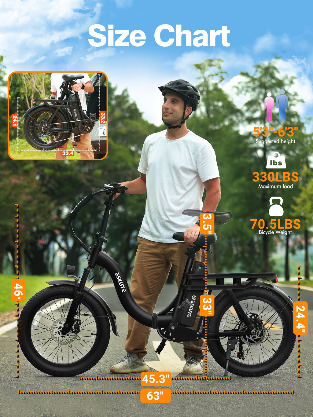 Adult Electric Bike – 1200W Peak Motor, 28?MPH, Foldable 20×3 Fat Tire, 48V 10.4Ah Battery Up to 55?Miles, 7-Speed Step-Through Cargo E-Bike with NFC Unlock, Black Electric Bikes