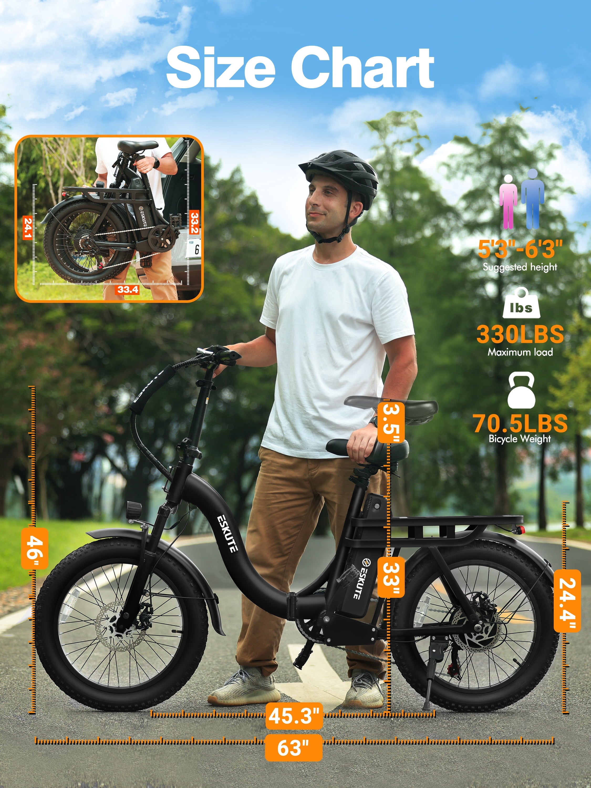Adult Electric Bike – 1200W Peak Motor, 28?MPH, Foldable 20×3 Fat Tire, 48V 10.4Ah Battery Up to 55?Miles, 7-Speed Step-Through Cargo E-Bike with NFC Unlock, Black Electric Bikes