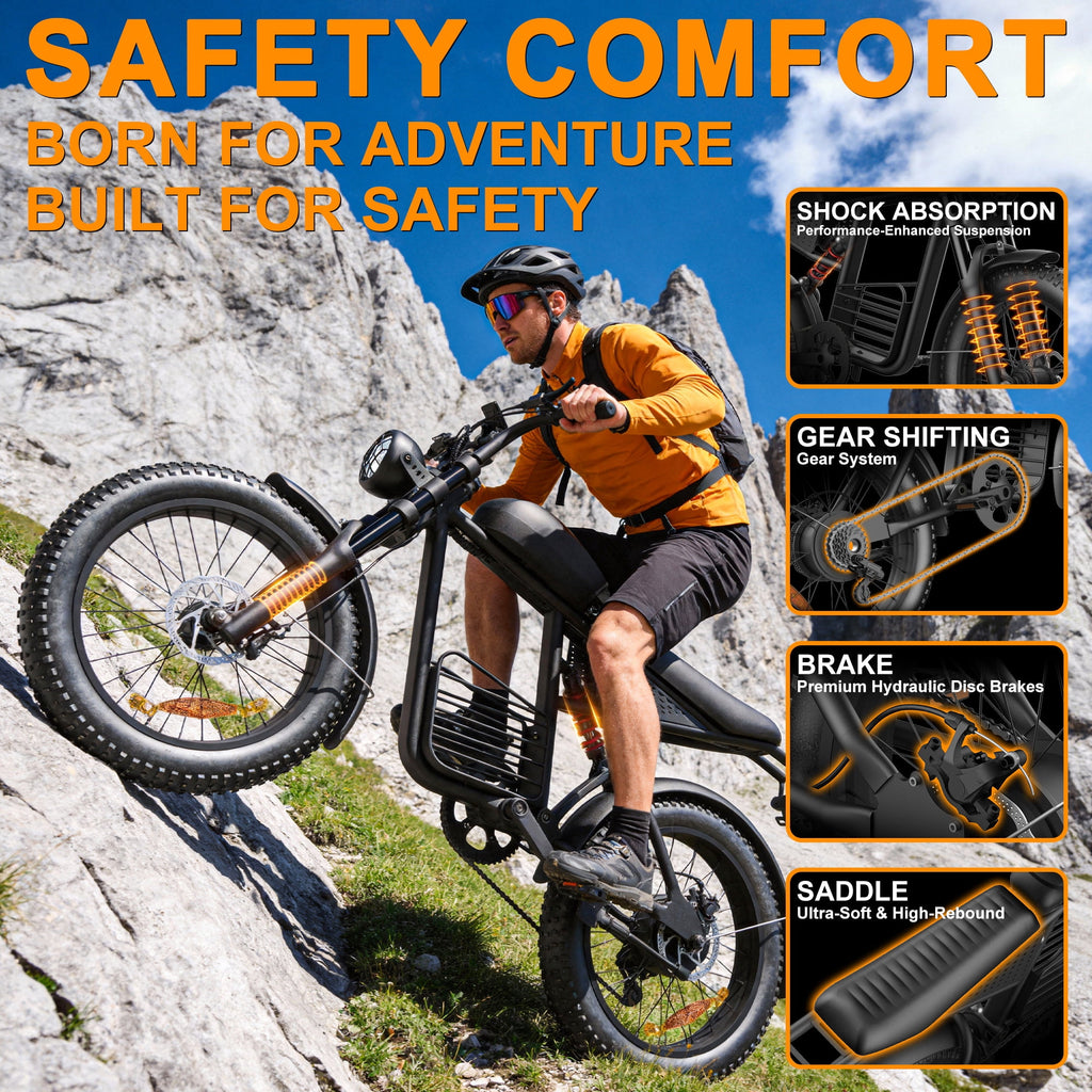 Electric Bike for Adults, 750W Peak 1500W Motor,Max 35MPH & 60Mile, 20x4 Fat Tire, E Mountain Bike, 48V/18.9AH Battery,UL2849,Fit for 18+ Electric Bikes