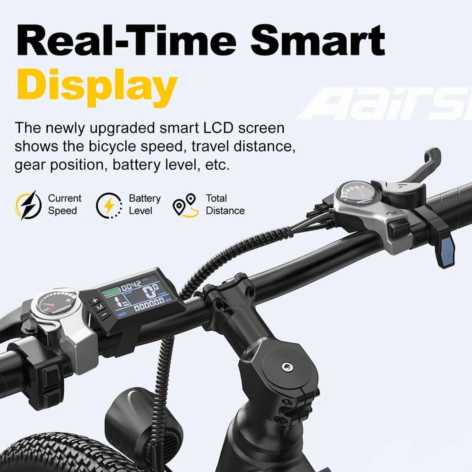 748W Peak Motor Aairsk F1 Electric Bike for Adults, 26 E-Bike with 22MPH Speed,36V13Ah Battery, Full Suspension, 7-Speed Gears Electric Bikes