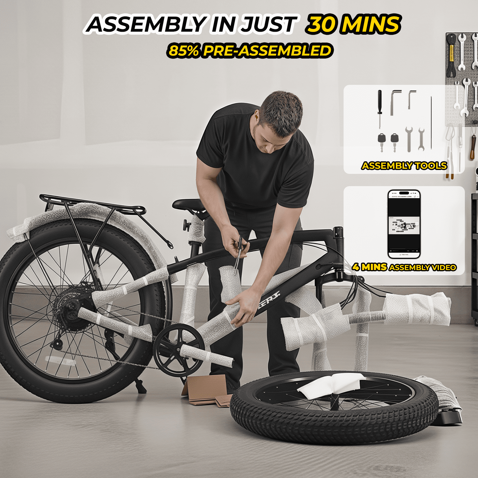 Skeri Electric Bike, 26x4.0 Fat Tire E Bike, 500W (Peak 1000) Motor, 48V 15.6Ah Removable Electric Bike for Adults, 60 Miles & 25 mph, Electric Bicycle with 7 Speed and Front Suspension Electric Bikes